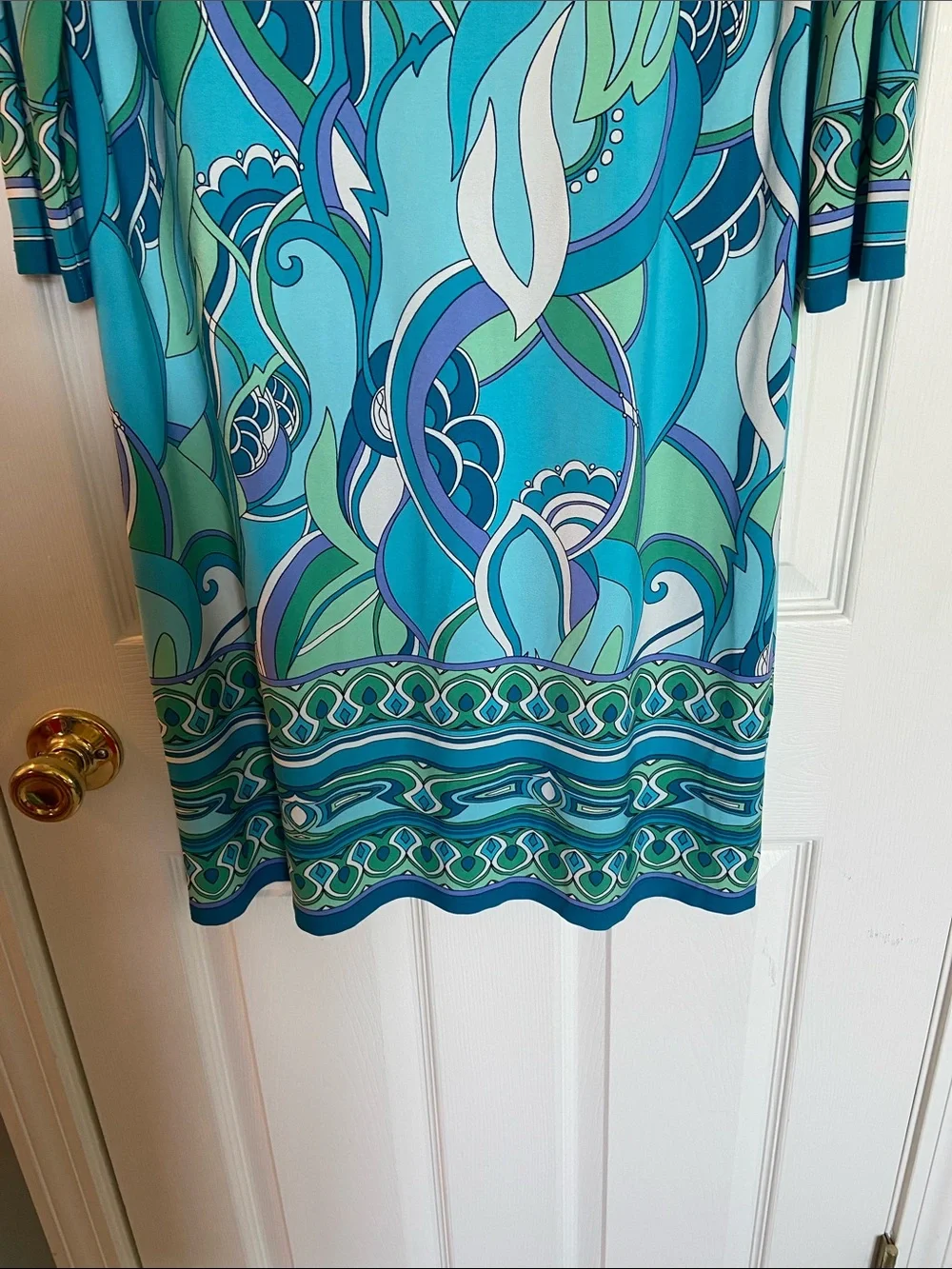 Women’s Blue & Teal Printed Shift Dress - Picture 4 of 5